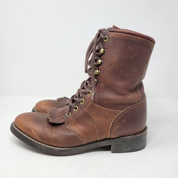 Avonite Hypalon Oil Resistant Dupont Lace Up Leather Boots Kilty 7 Brown Distres - Picture 3 of 16